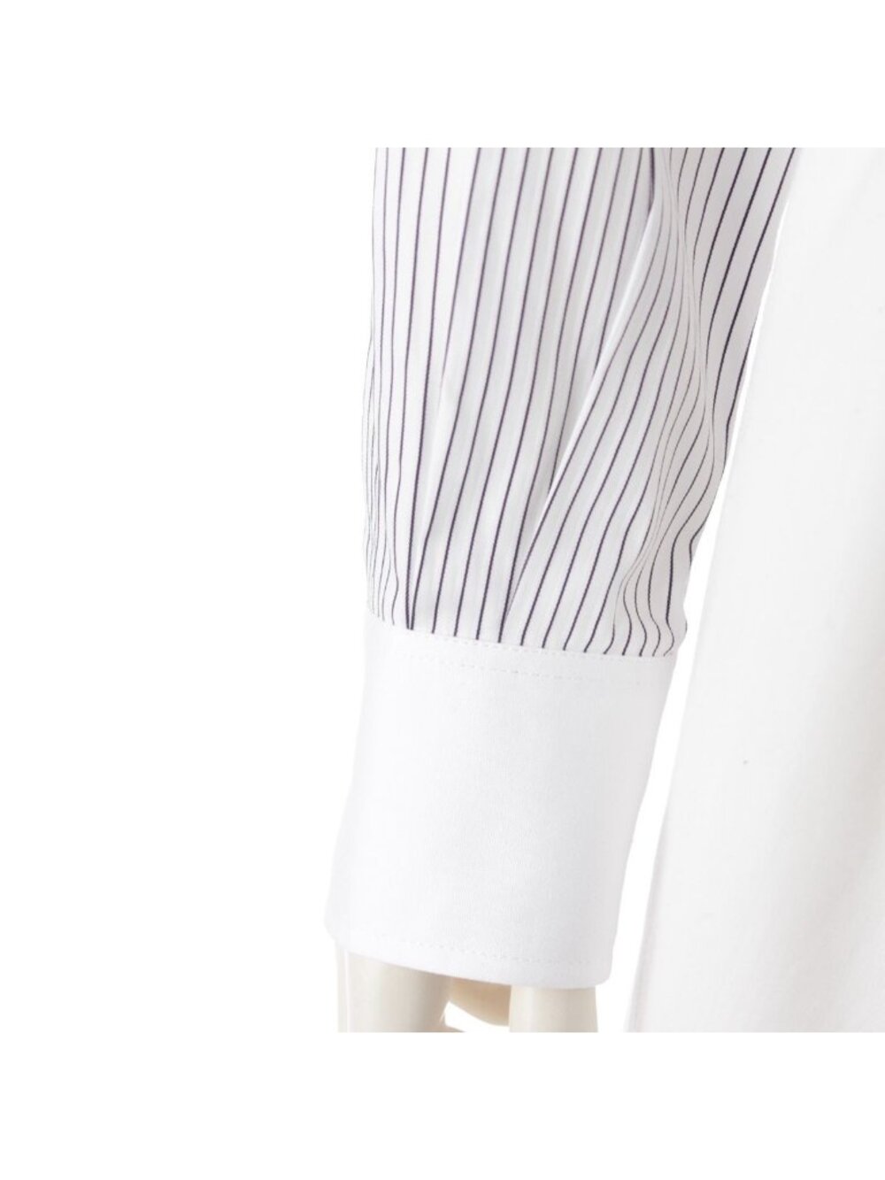Celine Cotton Triomphe Embroidery Long Sleeve Striped Cropped Shirt Top White 38 - Picture 6 of 10